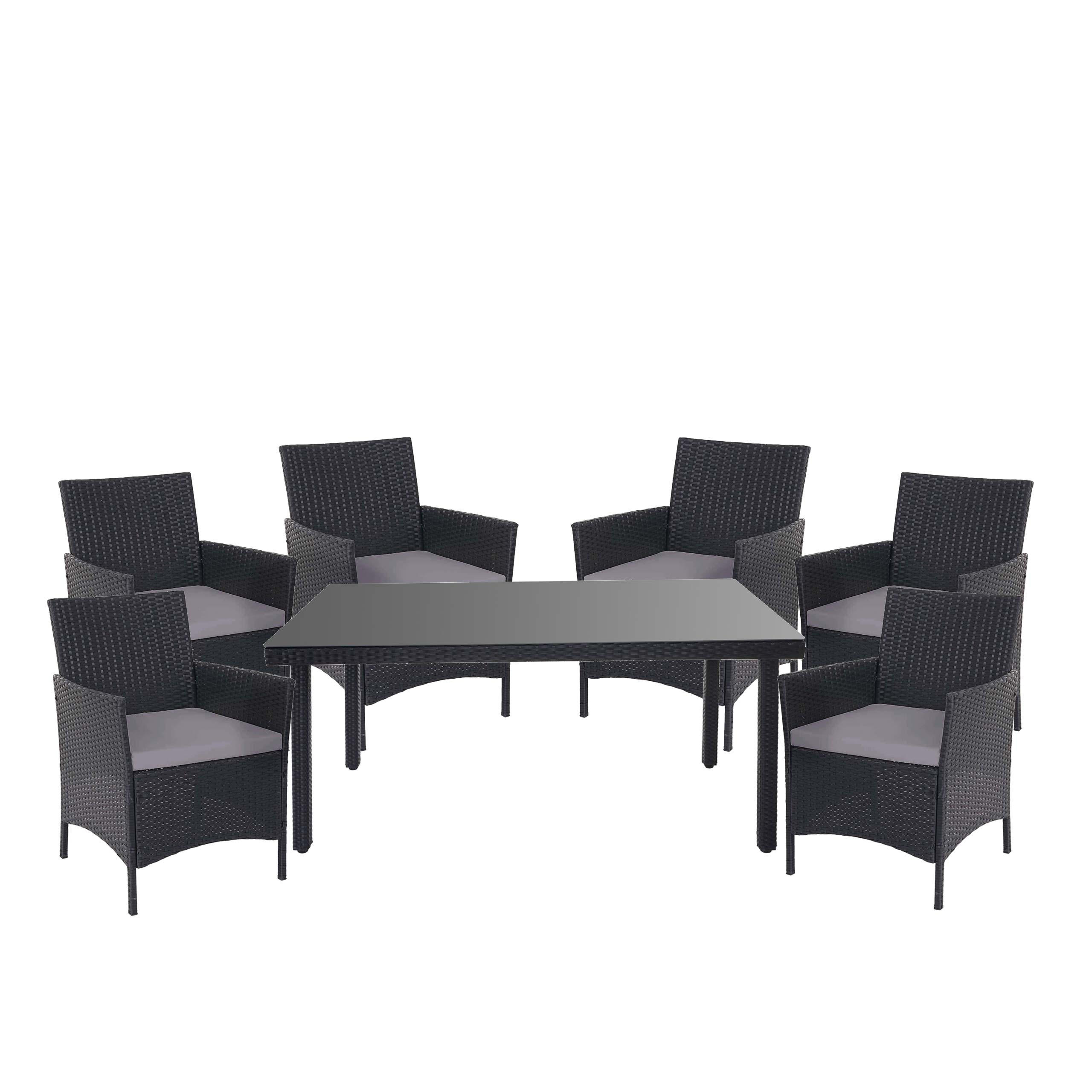 POLY-RATTAN-GARNITUR Anthrazit - Anthrazit, Kunststoff - MCW