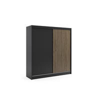 KLEIDERSCHRANK VILAN mit Lamel/LED - 200 cm - Schwarz|Eiche Wotan - Eiche Wotan/Schwarz, Holzwerkstoff (200/215/61cm) - ALTDECOR
