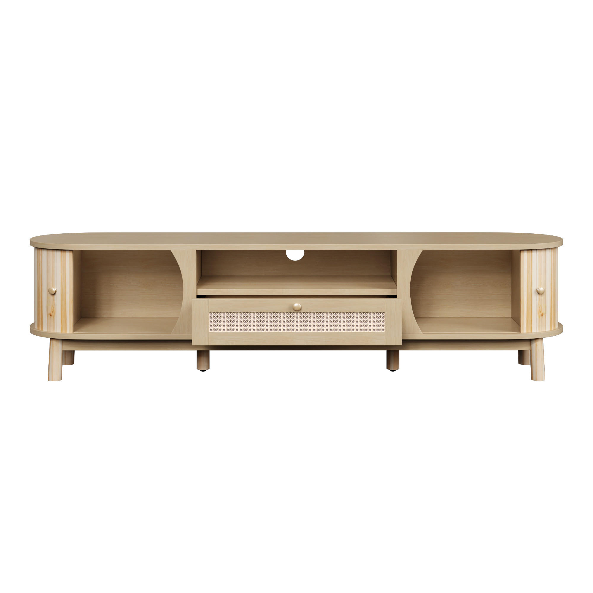 TV-ELEMENT 165/37/46 cm Natürlich mit 2 Türen und 1 Schubladen - Ahornfarben, Holz (165/46/37cm) - Oxeza