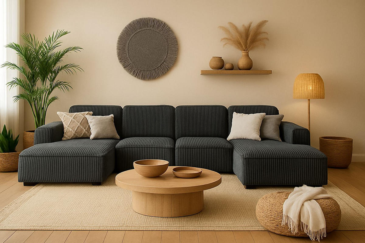 ECKSOFA Cursal U-Form, Stoff Poso, Grau - Grau, Holz (364/166cm) - Kaiser Möbel