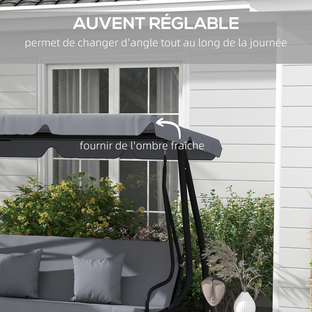 HOLLYWOODSCHAUKEL DE-15294 Dunkelgrau - Dunkelgrau, Metall (120/164/200cm) - ComfortXL