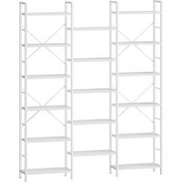 BÜCHERREGAL 6 Etagen Standregal 17 Fächer Weiß 24 x 152 x 186 cm - Weiß, Holzwerkstoff (152/186/24cm)