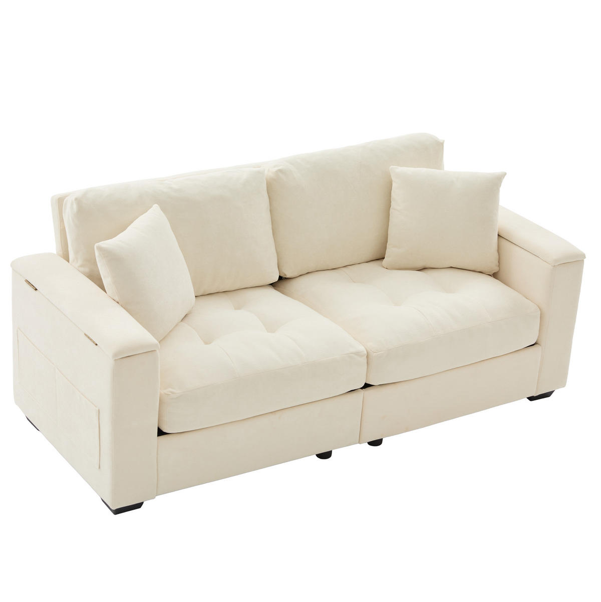 2-SITZER-SOFA DE-35382 mit Stauraum Beige - Beige, Holzwerkstoff (81.5/84/180cm) - ComfortXL