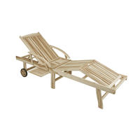SONNENLIEGE Leon Verstellbar Klappbar Natur Teak Gartenliege mit Rollen - Naturfarben, Holz (59.5/35/195cm) - DELUKE