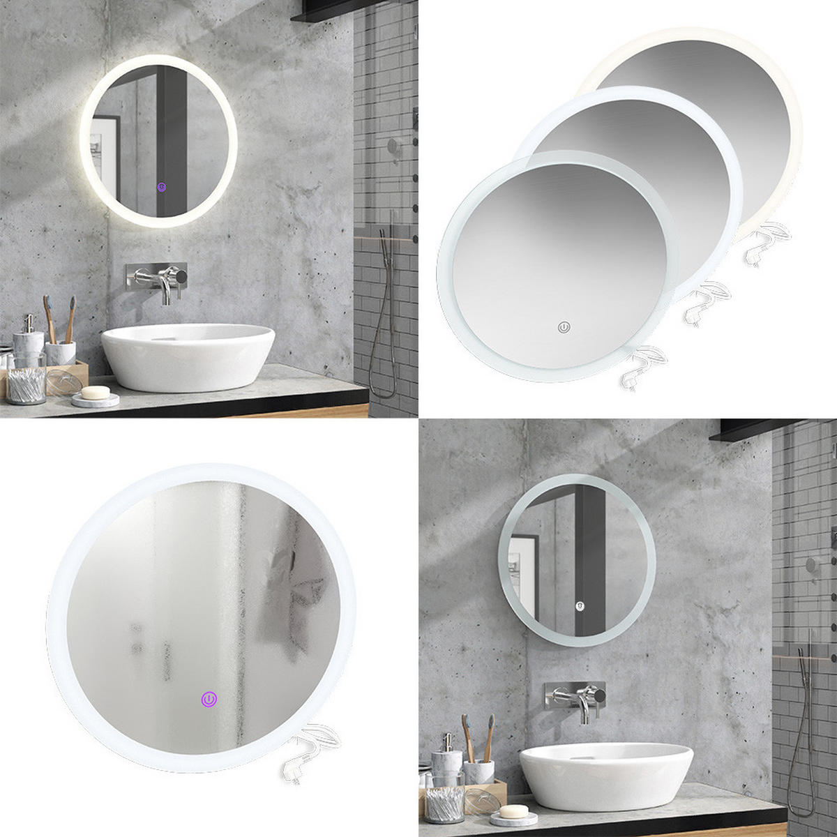 BADEZIMMERSPIEGEL Weiß 50 x 50 cm Rund - Weiß, Glas (50/50/3cm) - Vicco