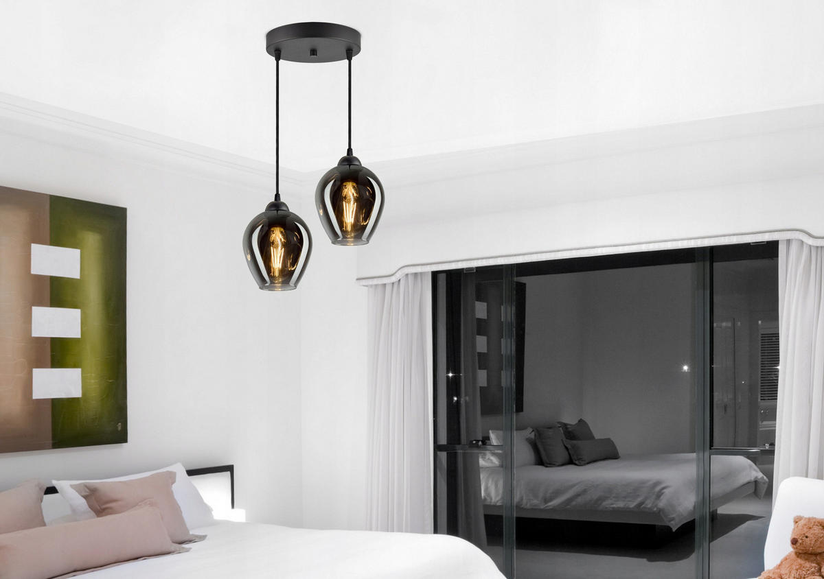 PENDELLEUCHTE Hegel - Transparent/Anthrazit, Glas/Metall (30/30/80cm) - kiki design
