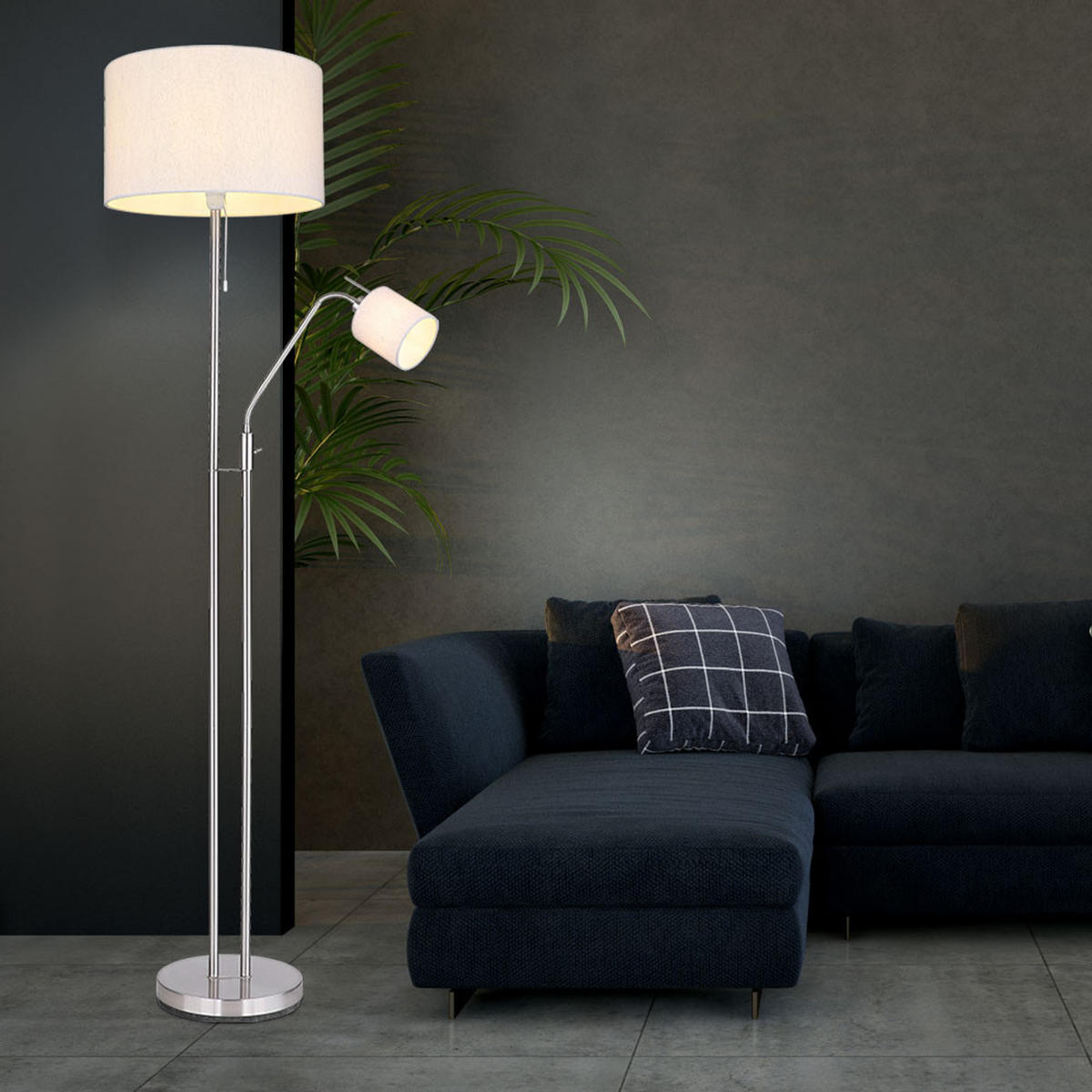 LED STEHLEUCHTE AVA Textil Beige - Beige, Metall (40/40/175cm) - Globo Lighting
