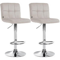 BARHOCKER 2 Samt Creme - Chromfarben/Creme, Textil/Metall (46/94/47cm) - CLP