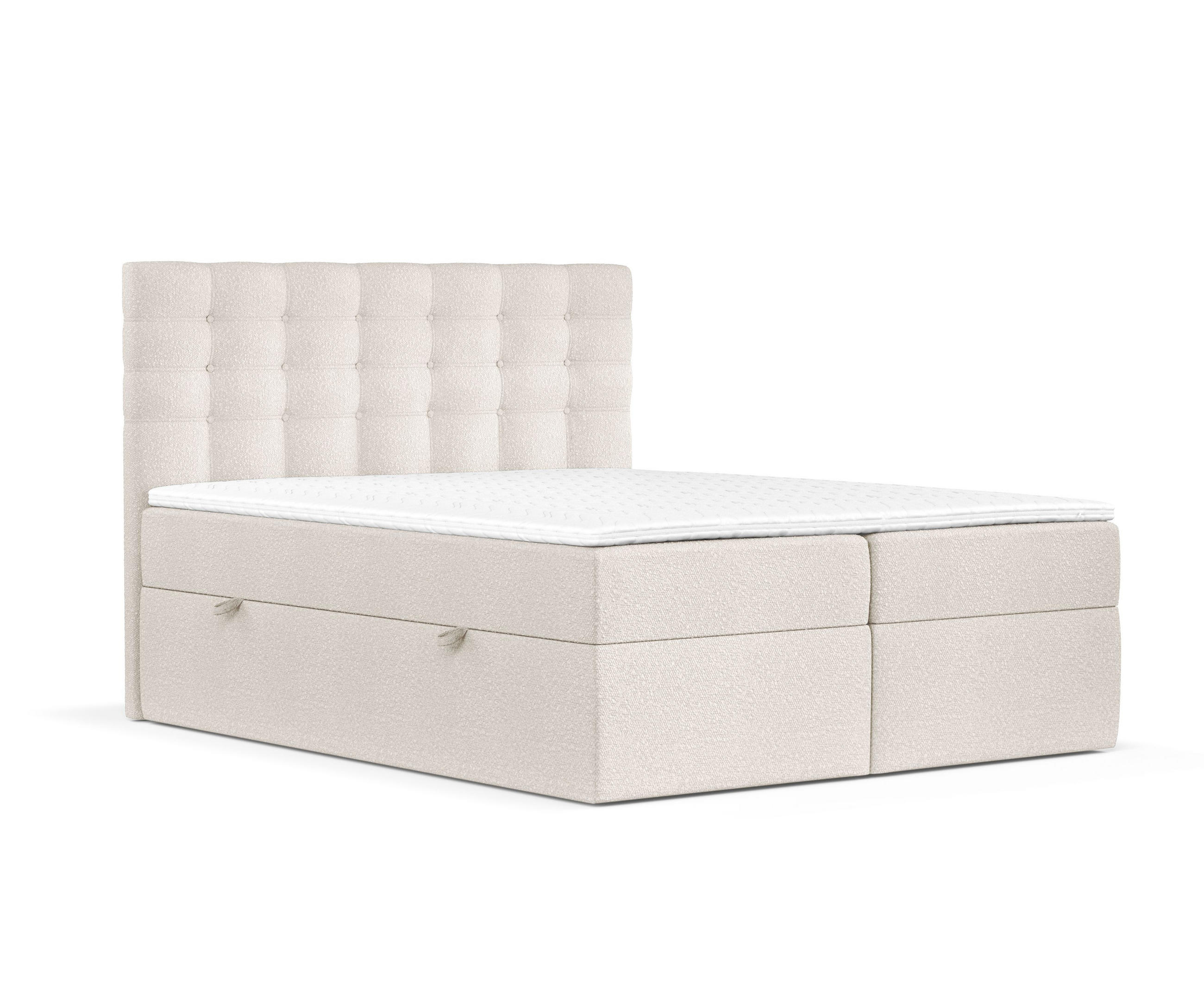 BOXBETT Sansa Beige 120/200 cm mit Taschenmatratze und Topper - Beige/Schwarz, Holz/Holzwerkstoff (120/200cm) - Maison de Reve