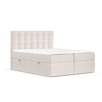 BOXBETT Sansa Beige 120/200 cm mit Taschenmatratze und Topper - Beige/Schwarz, Holz/Holzwerkstoff (120/200cm) - Maison de Reve