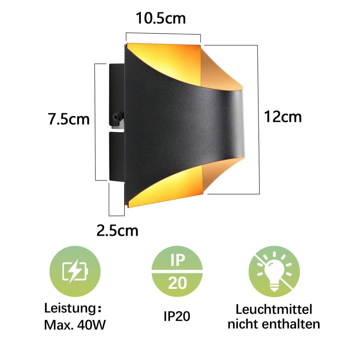 NÁSTĚNNÉ svítidlo Yanni 12/10,5/9 cm - černá, plast (10.5/9/12cm) - Nettlife