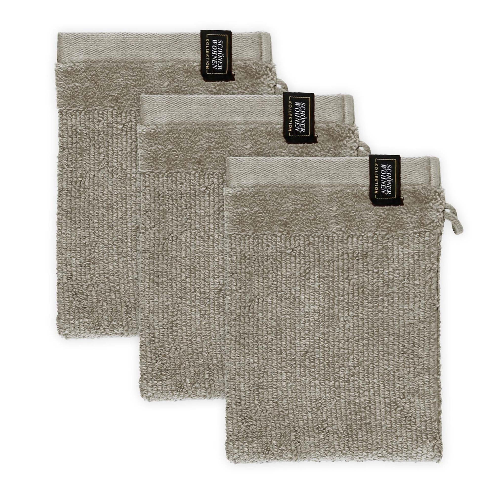 WASCHHANDSCHUH BAUMWOLLE SENSE 3ER SET - Sandfarben, Textil (16/21cm) - Schöner Wohnen