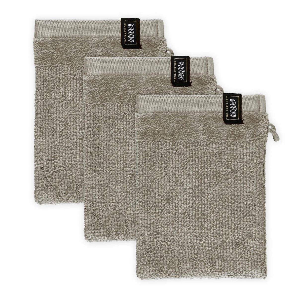 WASCHHANDSCHUH BAUMWOLLE SENSE 3ER SET - Sandfarben, Textil (16/21cm) - Schöner Wohnen