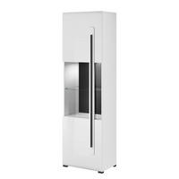 WOHNWAND - 4-teilig - Weiß Hochglanz/Schwarz, Holzwerkstoff/Kunststoff (310/204/50cm) - home24