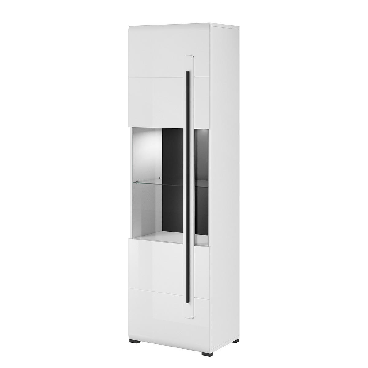 WOHNWAND - 4-teilig - Weiß Hochglanz/Schwarz, Holzwerkstoff/Kunststoff (310/204/50cm) - home24