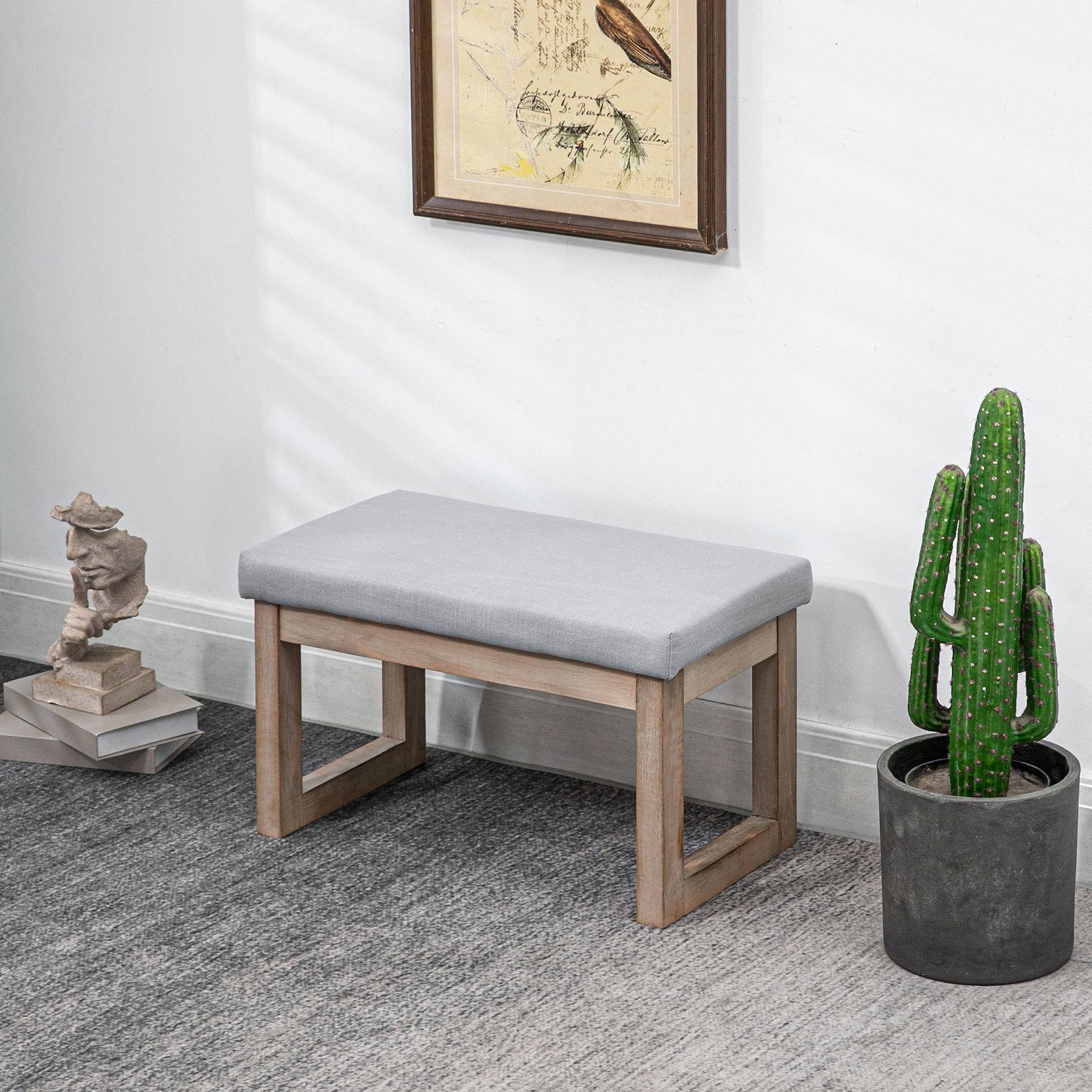 FUSSBANK, Fußhocker, Polsterhocker, Grau - Grau, Kunststoff (38/42/68cm) - HOMCOM