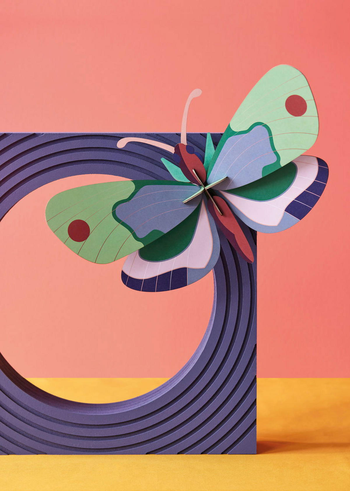WANDDEKO Waldschmetterling 34/7 cm - Blau/Grün, Wellpappe (34/7/20cm) - KUNSTLOFT