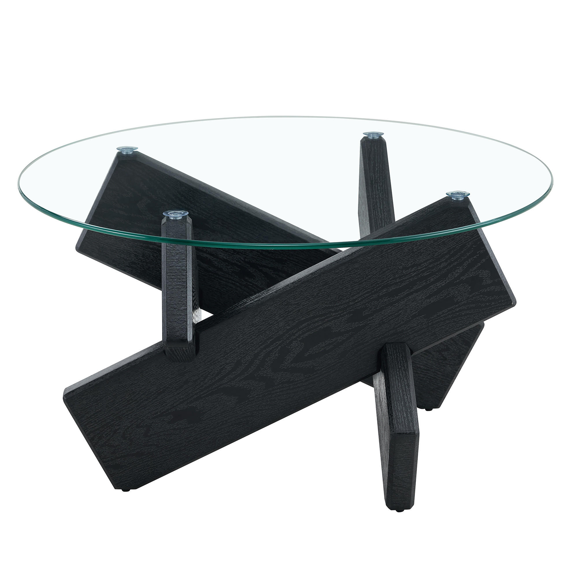 COUCHTISCH 79/45 cm schwarz transparent aus MDF und Glas mit Kreuzgestell - Schwarz, Holzwerkstoff (79/79/45cm) - OKMYHOME