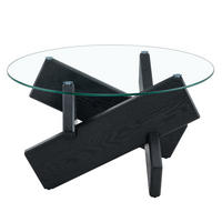 COUCHTISCH 79/45 cm schwarz transparent aus MDF und Glas mit Kreuzgestell - Schwarz, Holzwerkstoff (79/79/45cm) - OKMYHOME