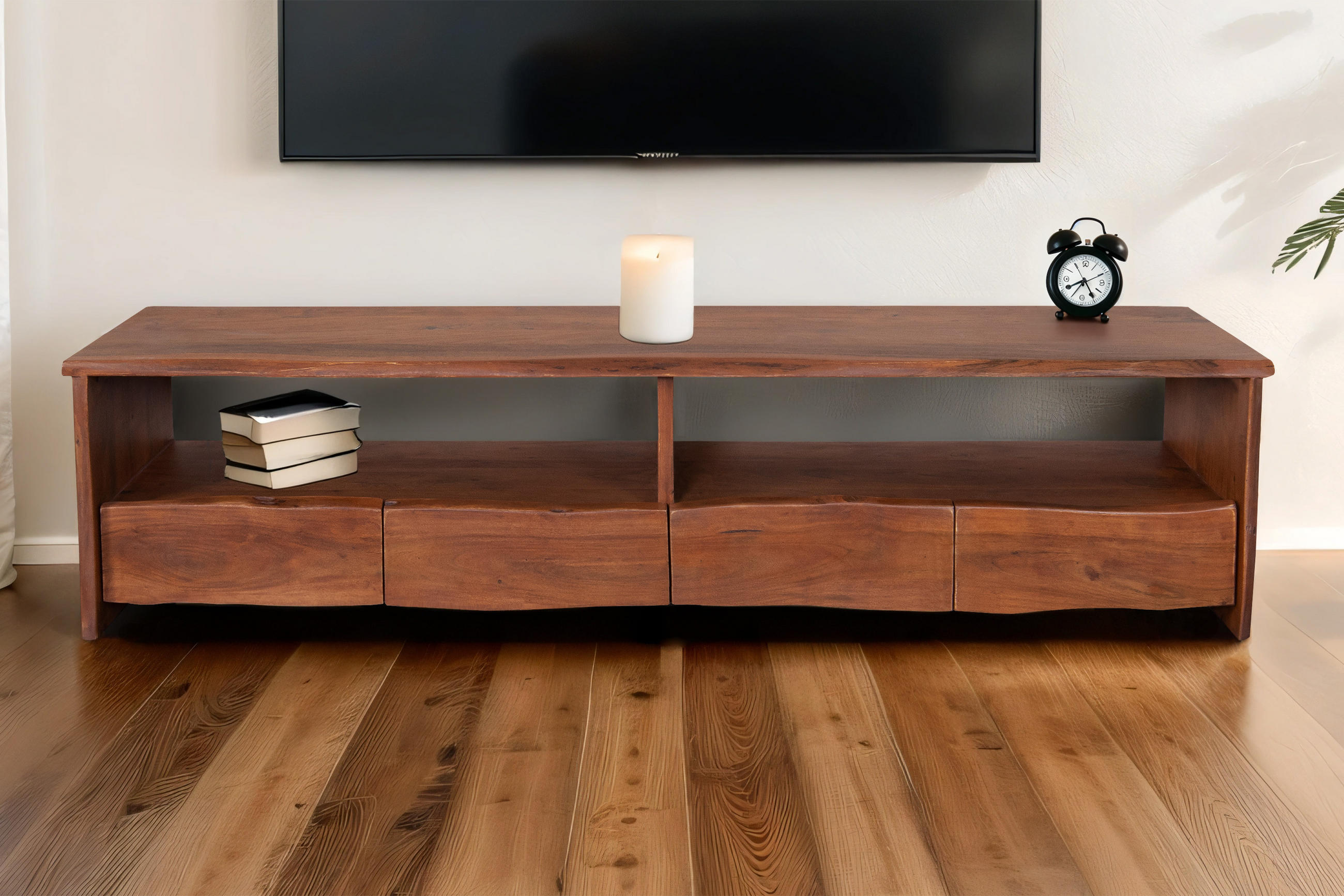 LOWBOARD DAHLIA - Braun/Akaziefarben, Akazienholz/Holz (190/50/45cm) - SAM