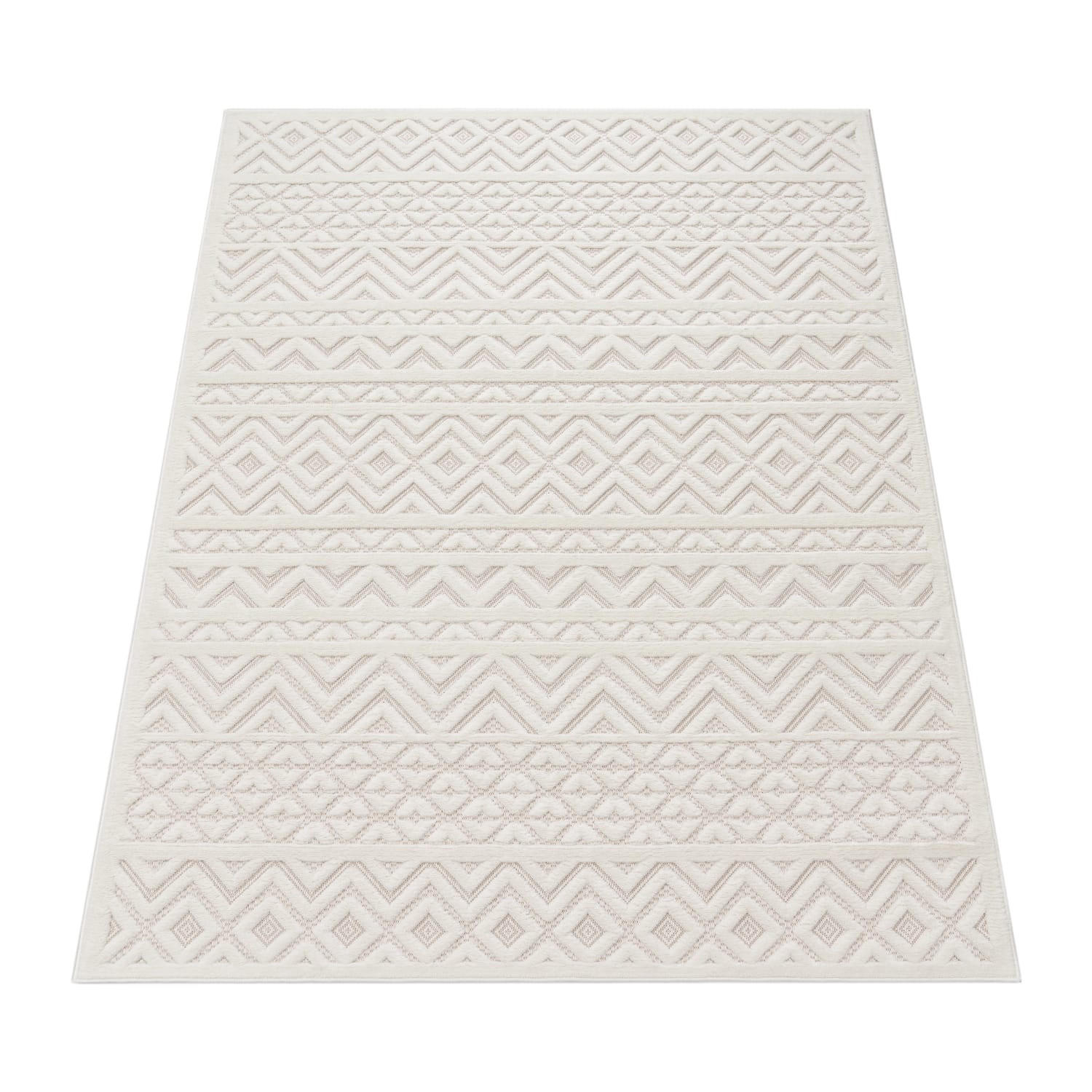 KURZFLORTEPPICH, mit Struktur, aus Polypropylen, Florhöhe 10 mm, Creme, 140 x 200 cm - Beige, Textil (140/200cm) - KADIMA DESIGN