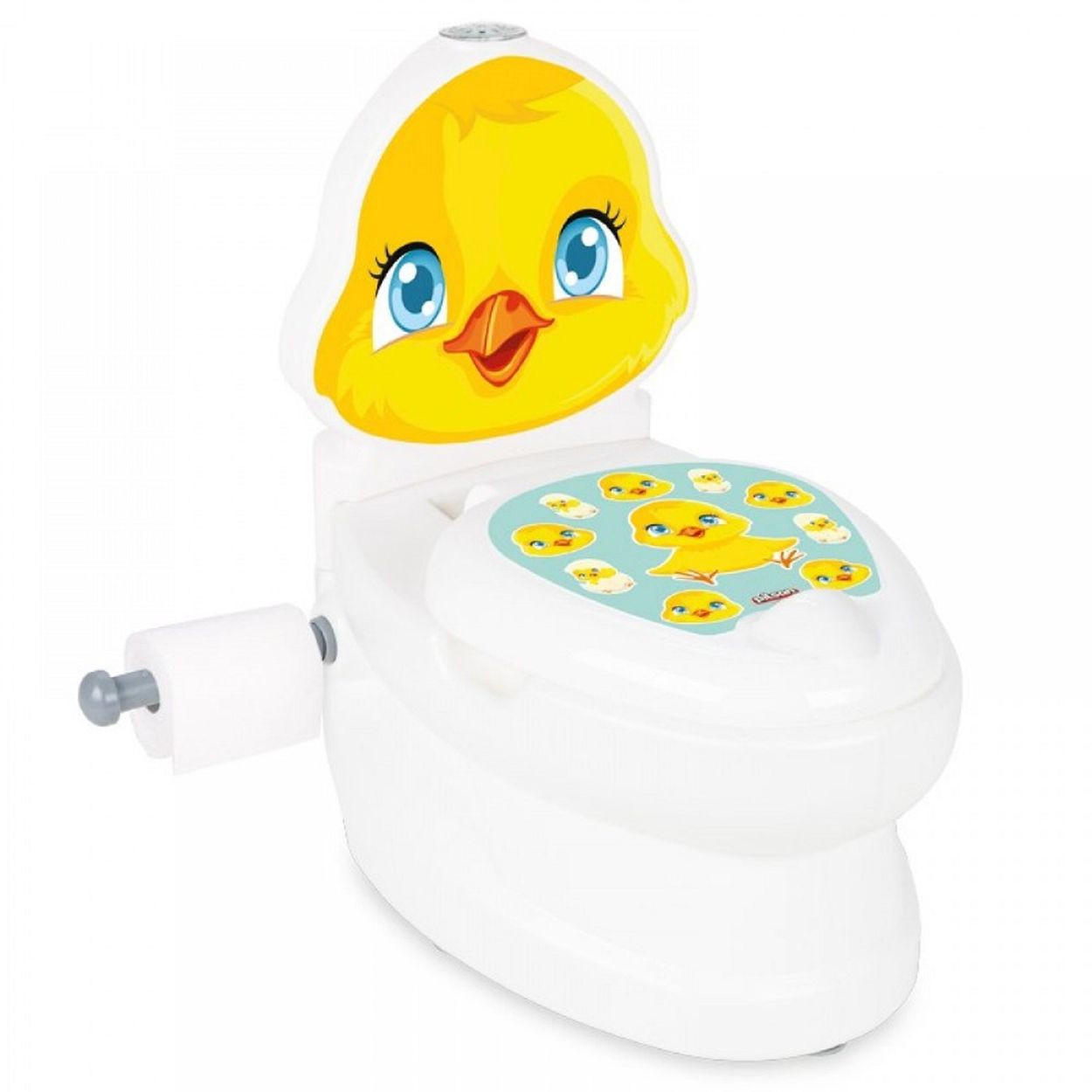 TÖPFCHEN Küken 07564 gelb Toilettenpapierhalter, Musik, Licht, Klappdeckel, rutschfeste Basis - Gelb, Kunststoff (27/41cm) - Pilsan