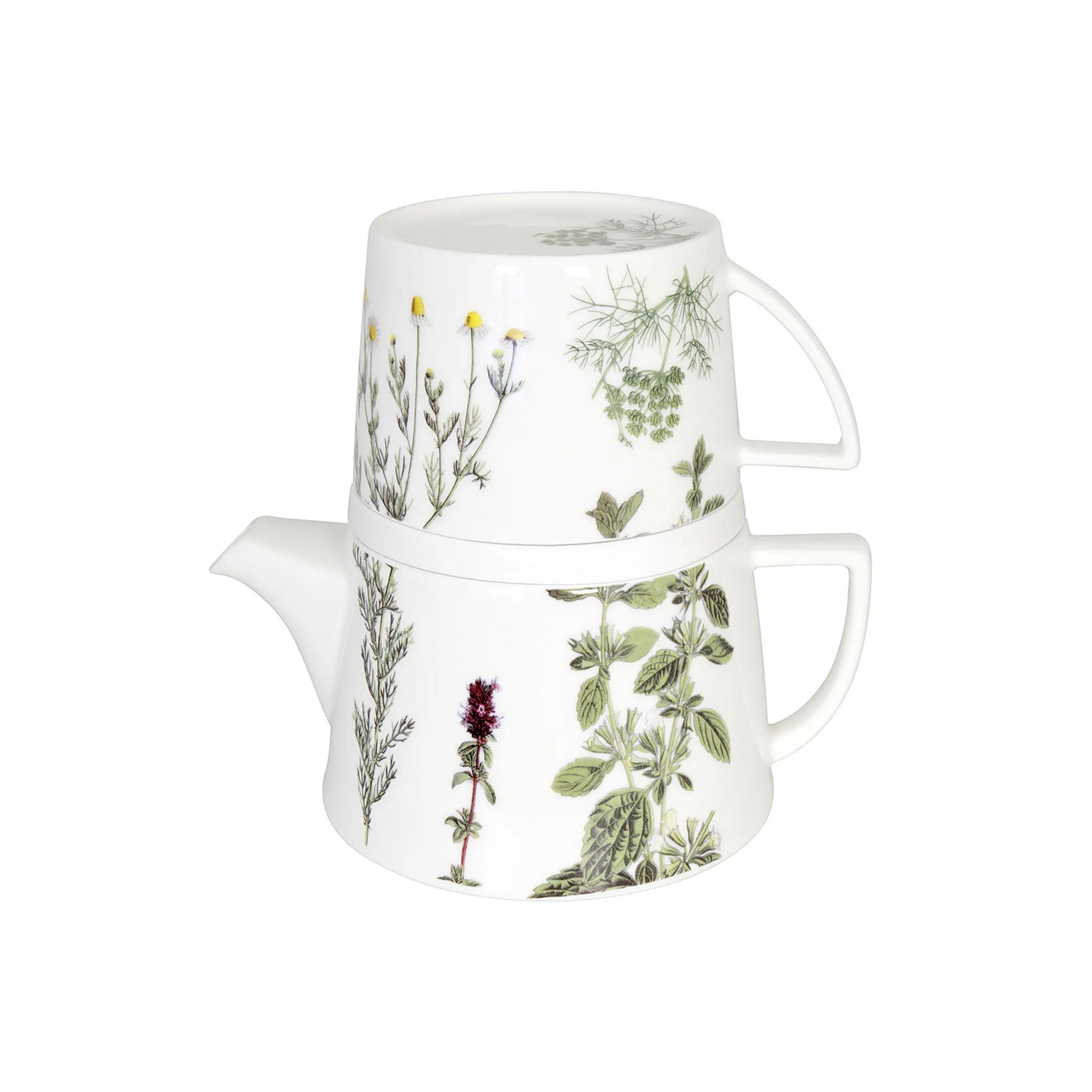 TEEKANNE Tea For Me Kräuter mit Deckel und Becher - Naturfarben, Keramik (0.4L) - Könitz