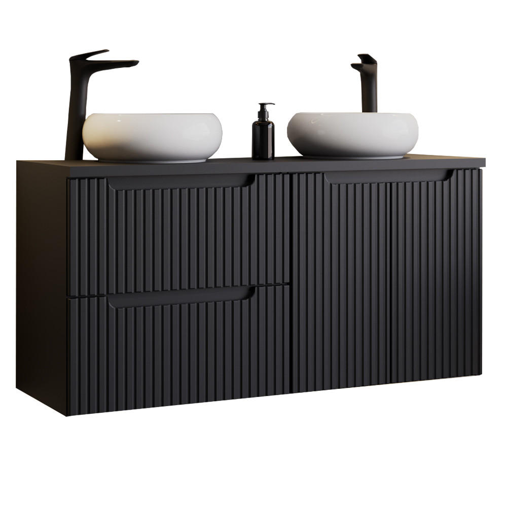 Lomado Doppelwaschtisch Schwarz 120x72x40 cm