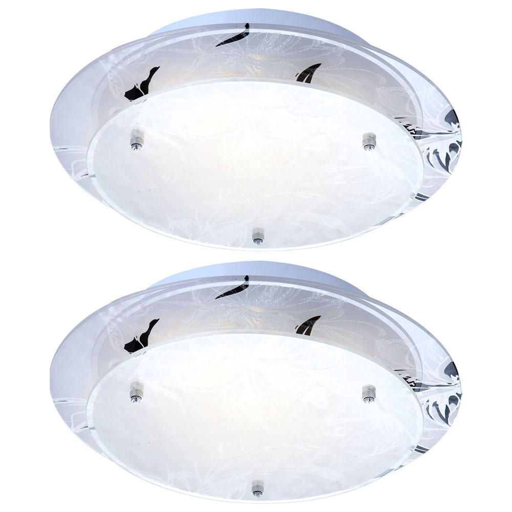 LED DECKENLEUCHTE Claire Metall Weiß 2er Set - Weiß, Glas (25/25/9.5cm) - Globo Lighting