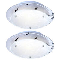 LED DECKENLEUCHTE Claire Metall Weiß 2er Set - Weiß, Glas (25/25/9.5cm) - Globo Lighting