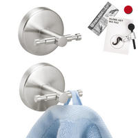 DOPPEL-WANDHAKEN 2er Set PIAZZA, Edelstahl - Edelstahlfarben, Metall (6/6/6cm) - bremermann
