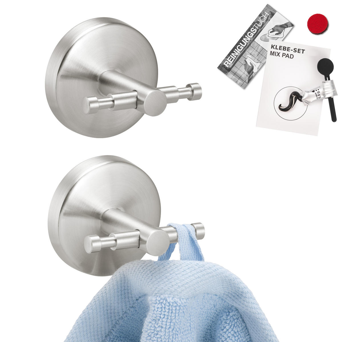 DOPPEL-WANDHAKEN 2er Set PIAZZA, Edelstahl - Edelstahlfarben, Metall (6/6/6cm) - bremermann