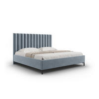 BETT mit Bettkasten und Kopfteil Allison aus Samt hellblau 140x200cm - Hellblau, Textil (140/200cm) - Micadoni