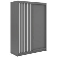 SCHWEBETÜRENSCHRANK mit Lamellen LUMOS - 150 - Grau und Weiß - Alufarben/Weiß, Holzwerkstoff/Metall (150/216/61cm) - MKS