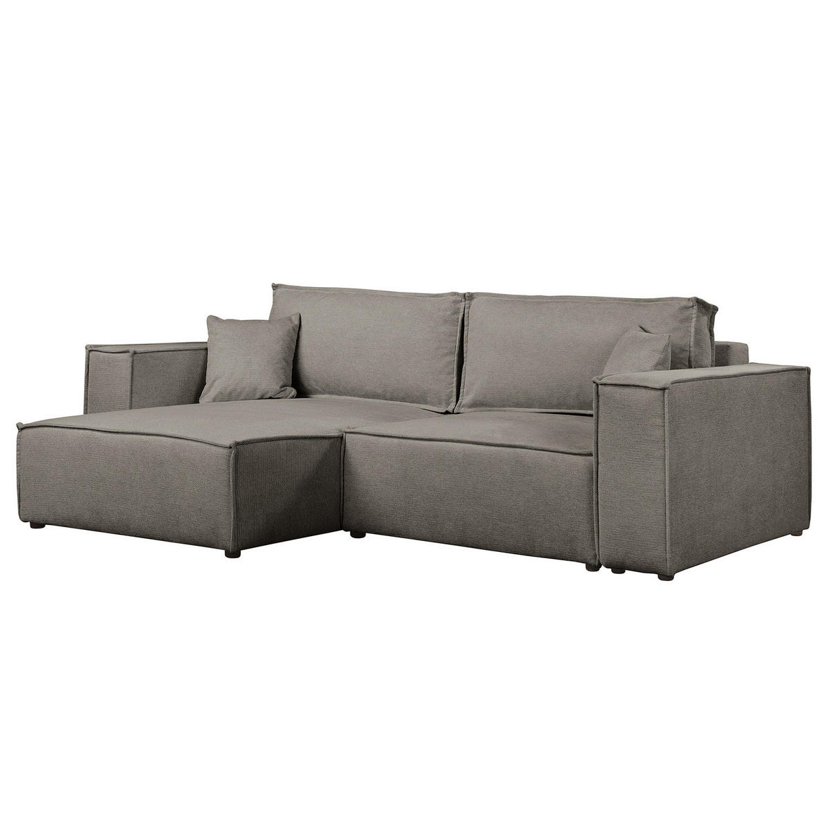 ECKSOFA mit Schlaffunktion - 255 cm - Schwarz/Grau, Kunststoff/Textil (255/148cm) - home24