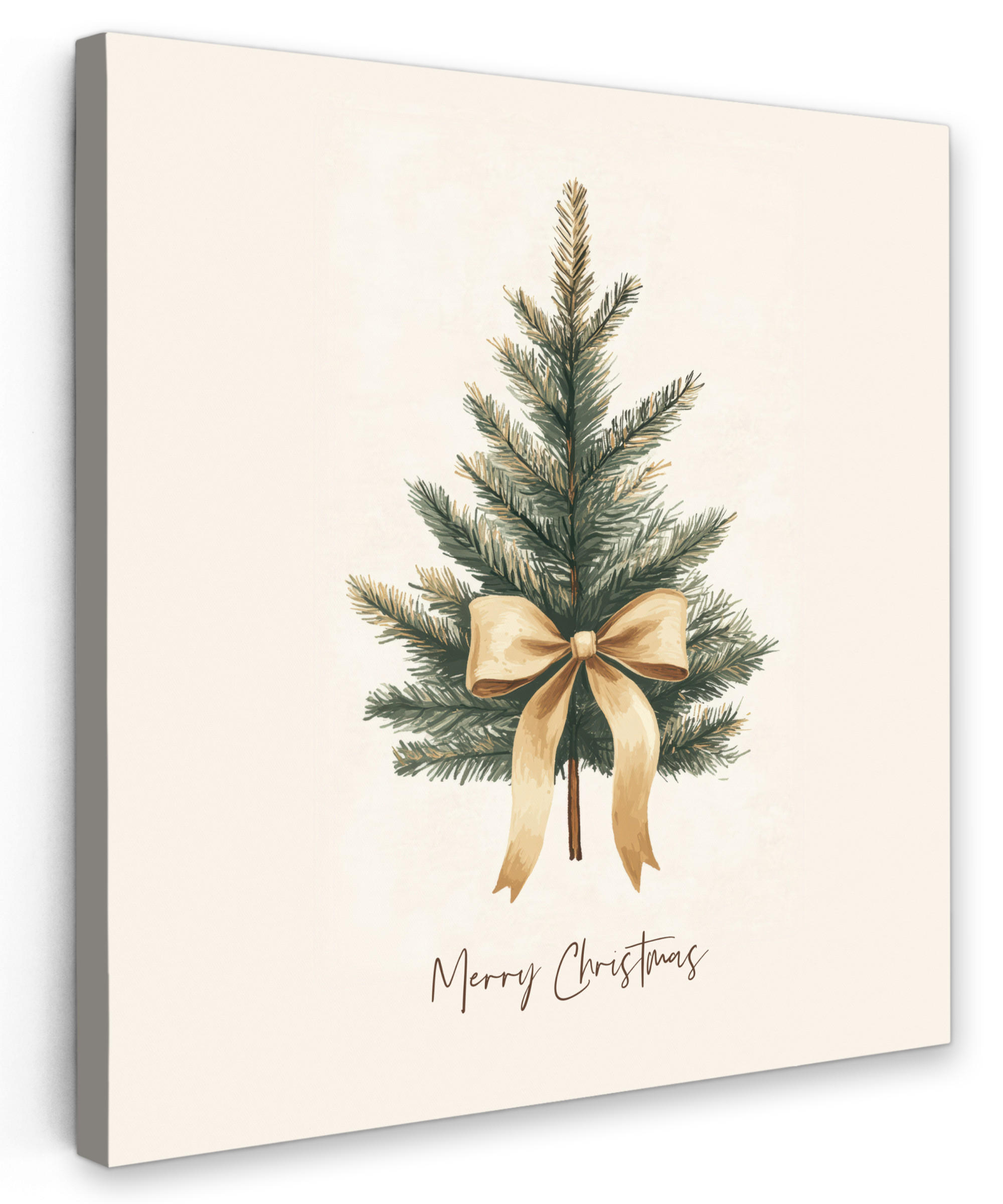 LEINWANDBILD Weihnachtsbaum - Weihnachten - Frohe Weihnachten - Beige 20x20 cm - Sandfarben, Textil (20/20cm) - MuchoWow