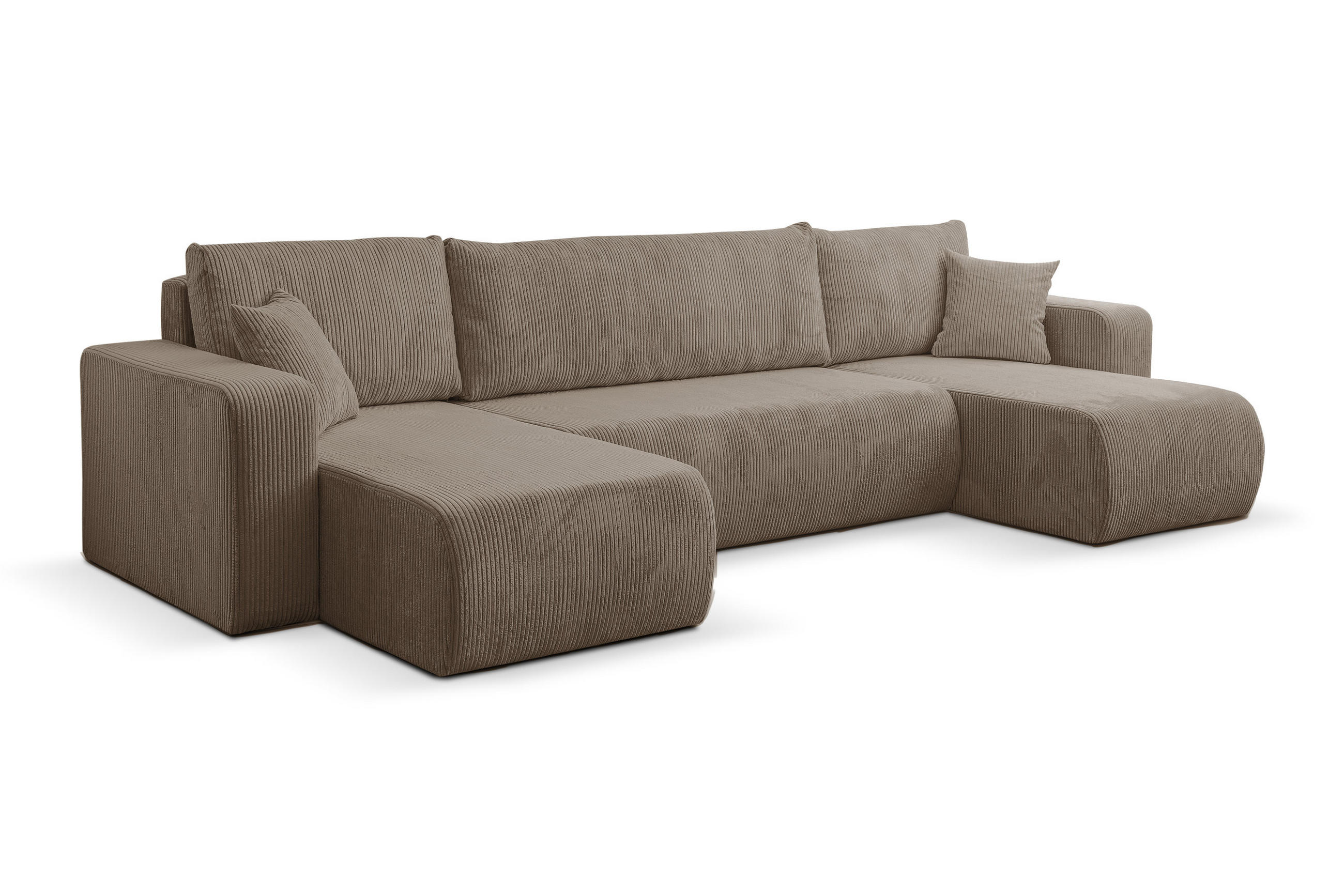 WOHNLANDSCHAFT LUNA U-FORM mit Schlaffunktion und Bettkasten (Braun) - Braun, Textil (312/83/142cm) - VENASI MÖBEL