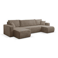 WOHNLANDSCHAFT LUNA U-FORM mit Schlaffunktion und Bettkasten (Braun) - Braun, Textil (312/83/142cm) - VENASI MÖBEL