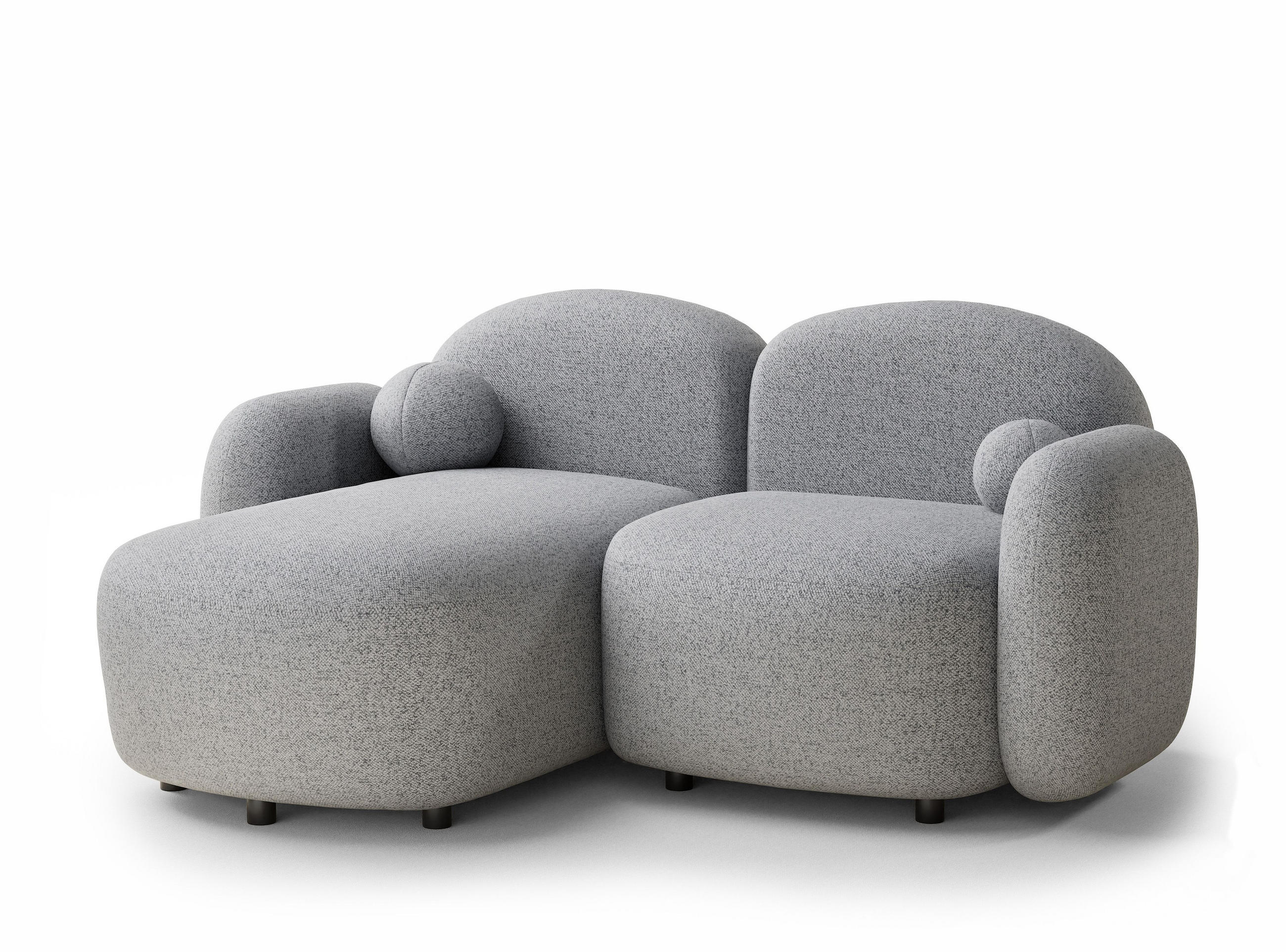 ECKSOFA Bahama Hellgrau Webstoff - Links Seite - Hellgrau/Schwarz, Holz/Holzwerkstoff (146/190cm) - Maison de Reve