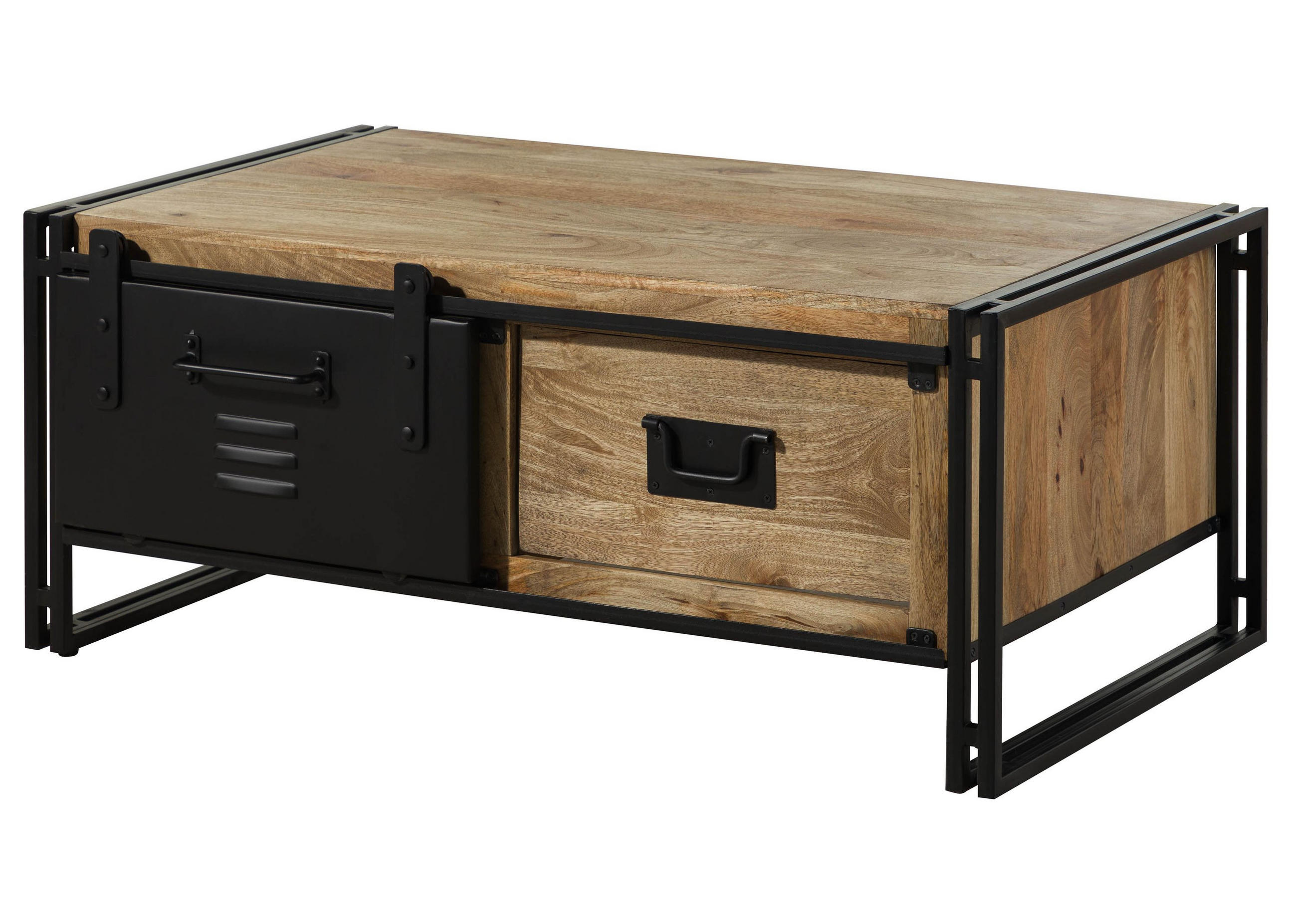 COUCHTISCH Mango 120x70x50 natur klar lackiert / Metall schwarz BLACKBURN #103 - Braun, Holzwerkstoff (120/70/50cm) - Massivmoebel24