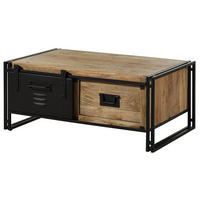 COUCHTISCH Mango 120x70x50 natur klar lackiert / Metall schwarz BLACKBURN #103 - Braun, Holzwerkstoff (120/70/50cm) - Massivmoebel24