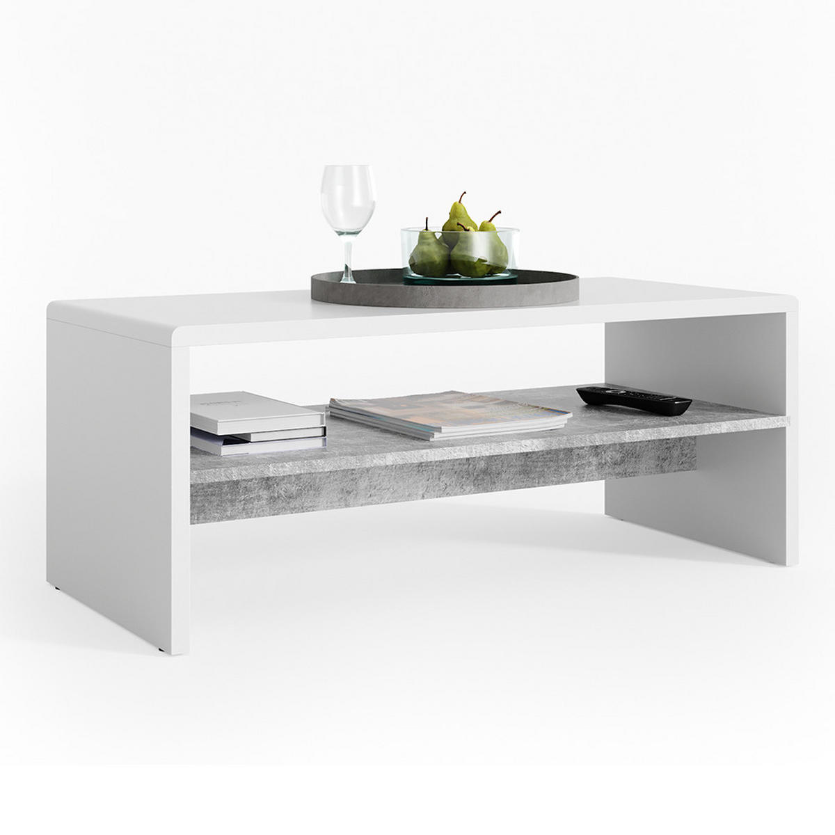 COUCHTISCH Beton/Weiß 99.6 x 39.8 cm - Weiß/Grau, Holzwerkstoff (39.8/99.6/40.1cm) - Vicco