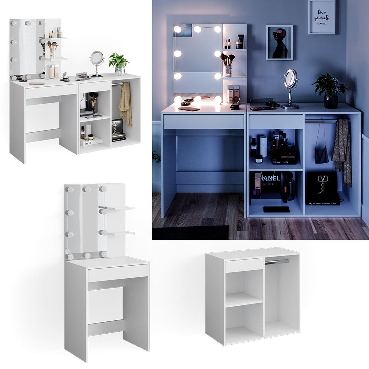 TOALETNÍ STOLEK Isabelle Bílá - bílá, kompozitní dřevo (140/140/40cm) - Vicco