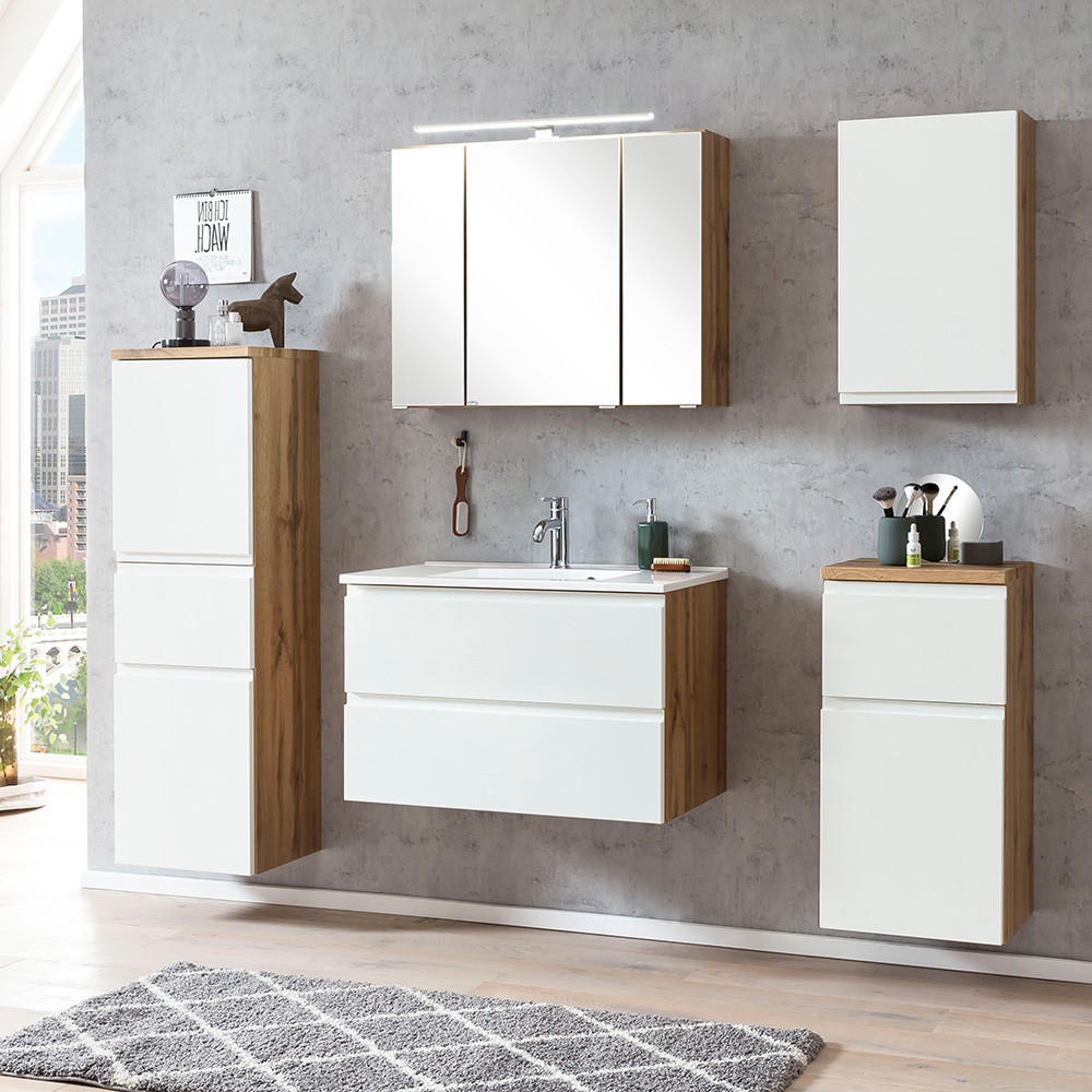 Lomado Badmöbel-Set Weiß 190x200x47 cm