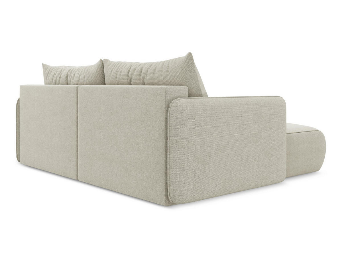 ECKSOFA mit Schlaffunktion Strukturstoff Stoff Beige - Beige/Creme, Kunststoff/Textil (148/207cm) - Makamii