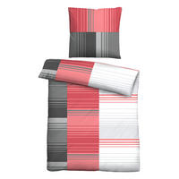 BETTWÄSCHE-GARNITUR Renforcé Streifenmix rot, 135x200 cm + 80x80 cm - Rot, Textil (135/200cm) - Castell