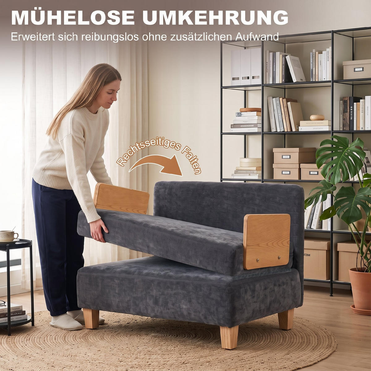 SCHLAFSESSEL Polyester Dunkelgrau - Dunkelgrau/Naturfarben, Holz/Textil (63/89/94cm) - HOMCOM
