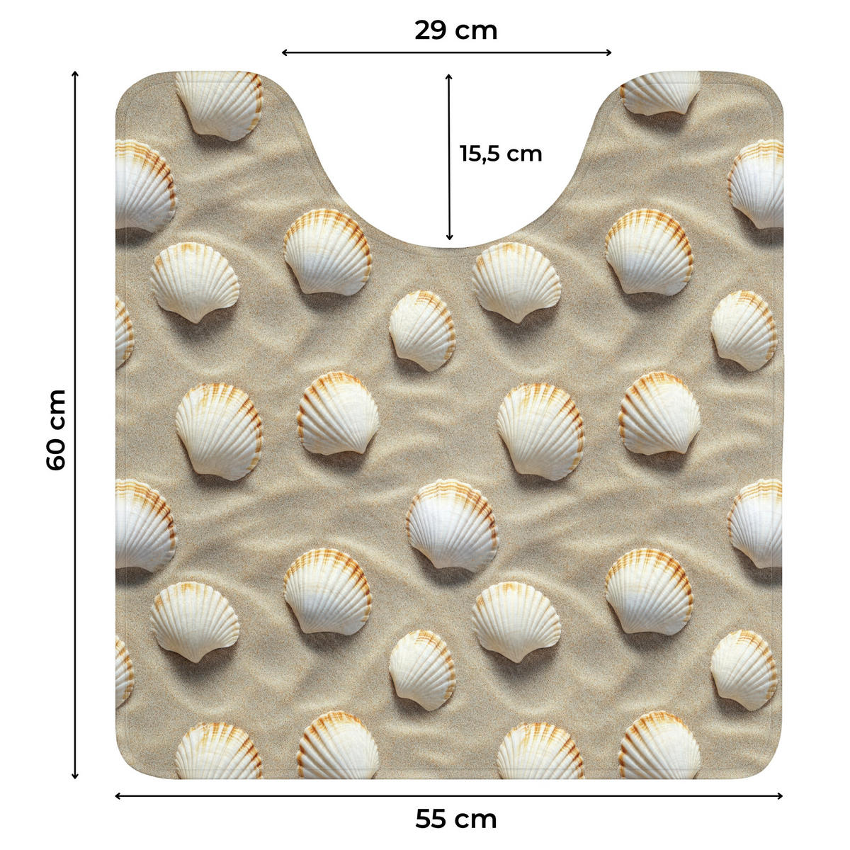 WC PŘEDLOŽKA Mušle - Písek - Námořní 55x60 cm - písková barva, textil/plast (55/1cm) - OnlyWow