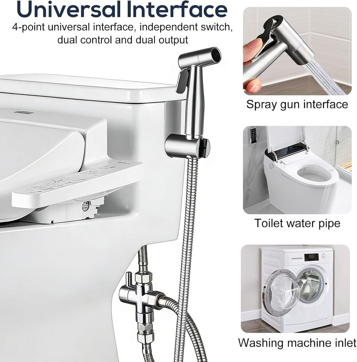 WC-BIDET-AUFSATZ– Silber – Handspülung – G1/2 Kupferumsteller - Silberfarben, Metall (20/8/16.5cm)