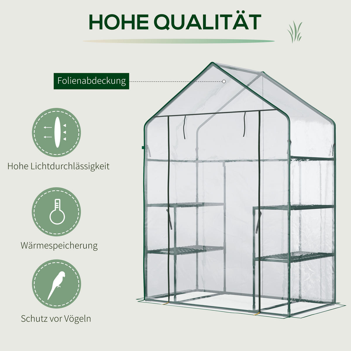 FOLIENGEWÄCHSHAUS, Transparent, Metall, PVC-Kunstoff - Transparent, Kunststoff (73/195/142cm) - Outsunny
